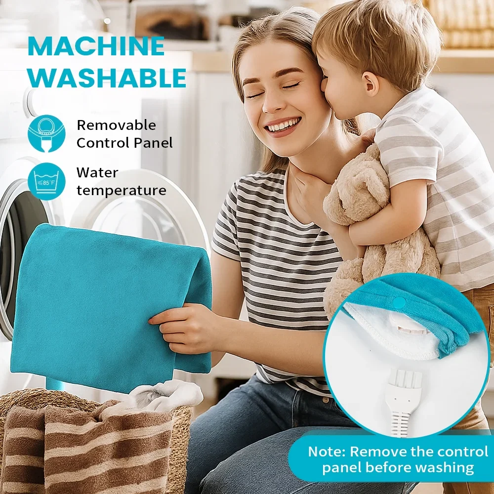 12" x 24" Heating Pad with 3 Heat Settings Auto Shut Off,Machine Washable Removable Cover Blue - Image 8