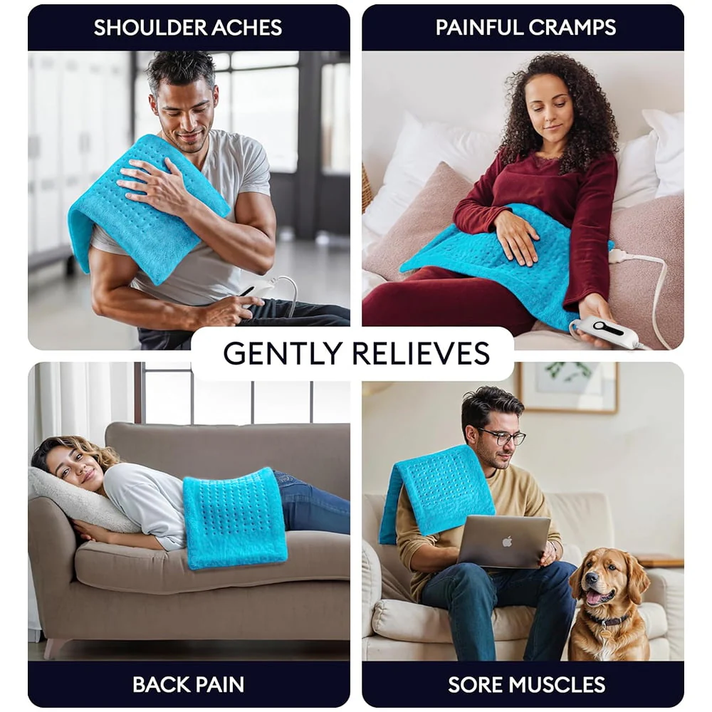 12"x24" Double Sided Heating Pad, Heat Pad with 3 Settings for Neck & Shoulders, Heat Patches, Light Blue - Image 5