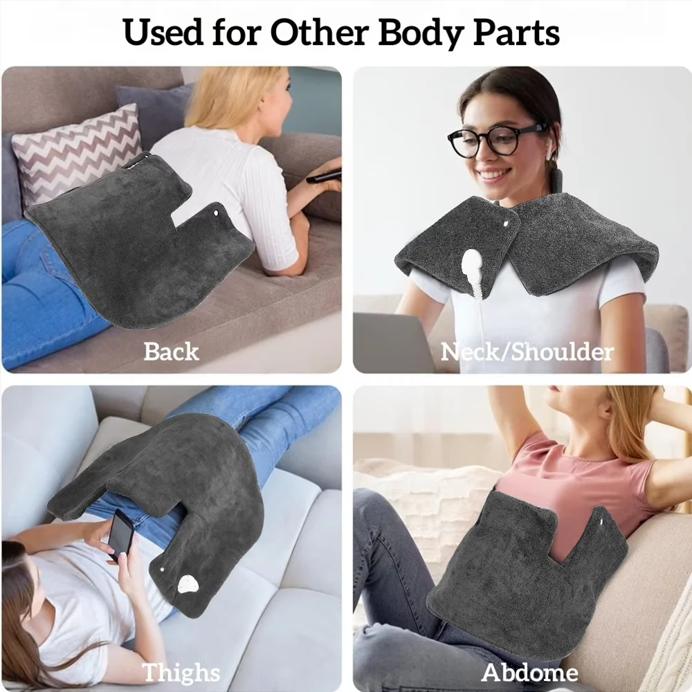 18" x 25"Heating Pad for Neck and Shoulders, Heat Pad for Pain Relief, 3 Heat Settings, Auto-Off, Gifts for Women Men,Grey - Image 2