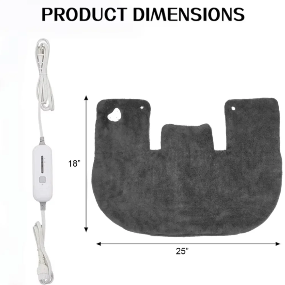 18" x 25"Heating Pad for Neck and Shoulders, Heat Pad for Pain Relief, 3 Heat Settings, Auto-Off, Gifts for Women Men,Grey - Image 6