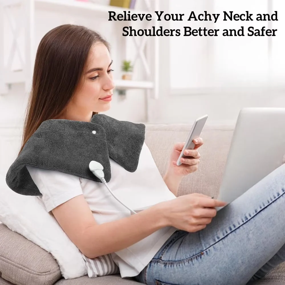 18" x 25"Heating Pad for Neck and Shoulders, Heat Pad for Pain Relief, 3 Heat Settings, Auto-Off, Gifts for Women Men,Grey - Image 7