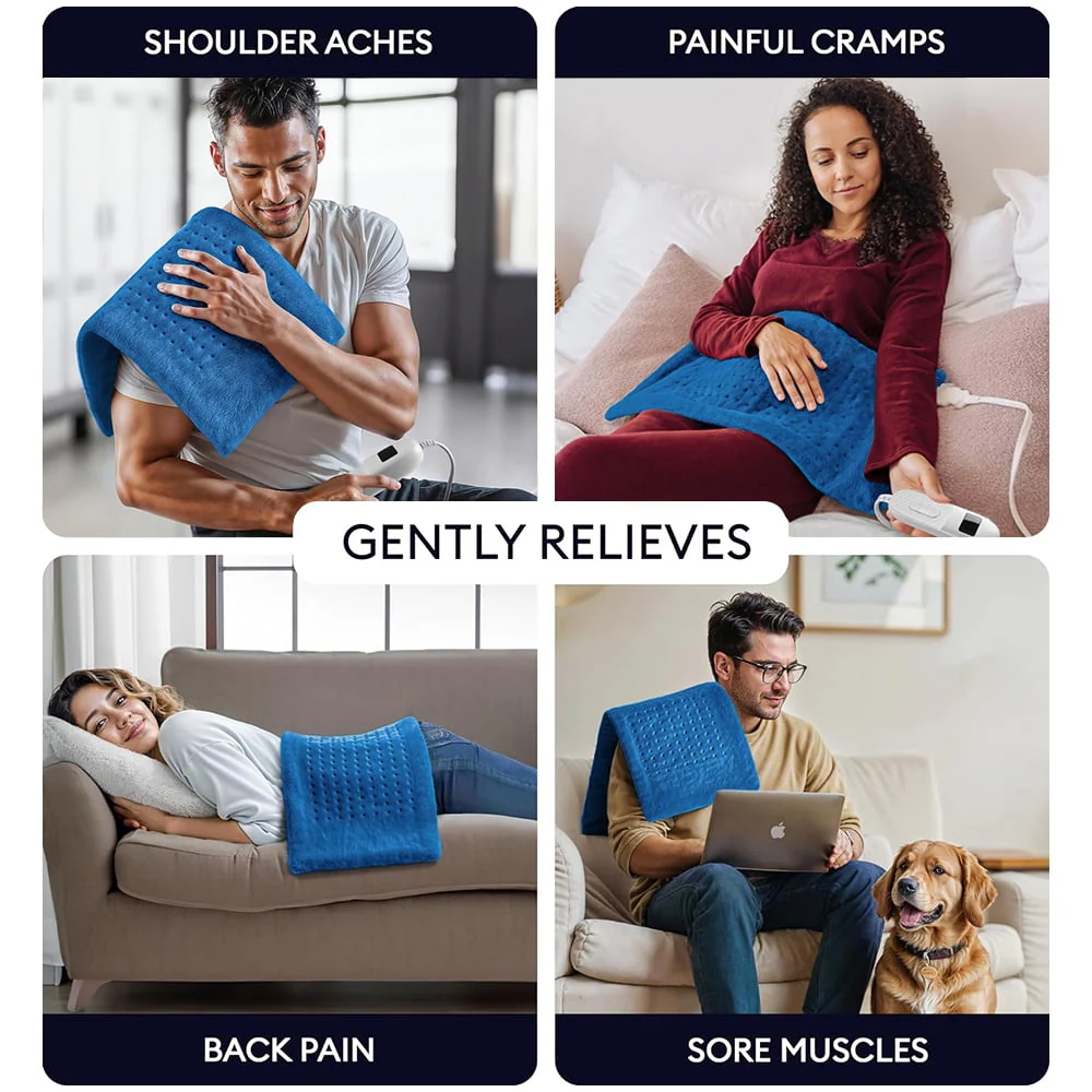 33"x17" Heating Pad Portable Heating Pad for Shoulder Neck, 2 Hours Auto Shut-off & 10 Temperatures, Blue - Image 7