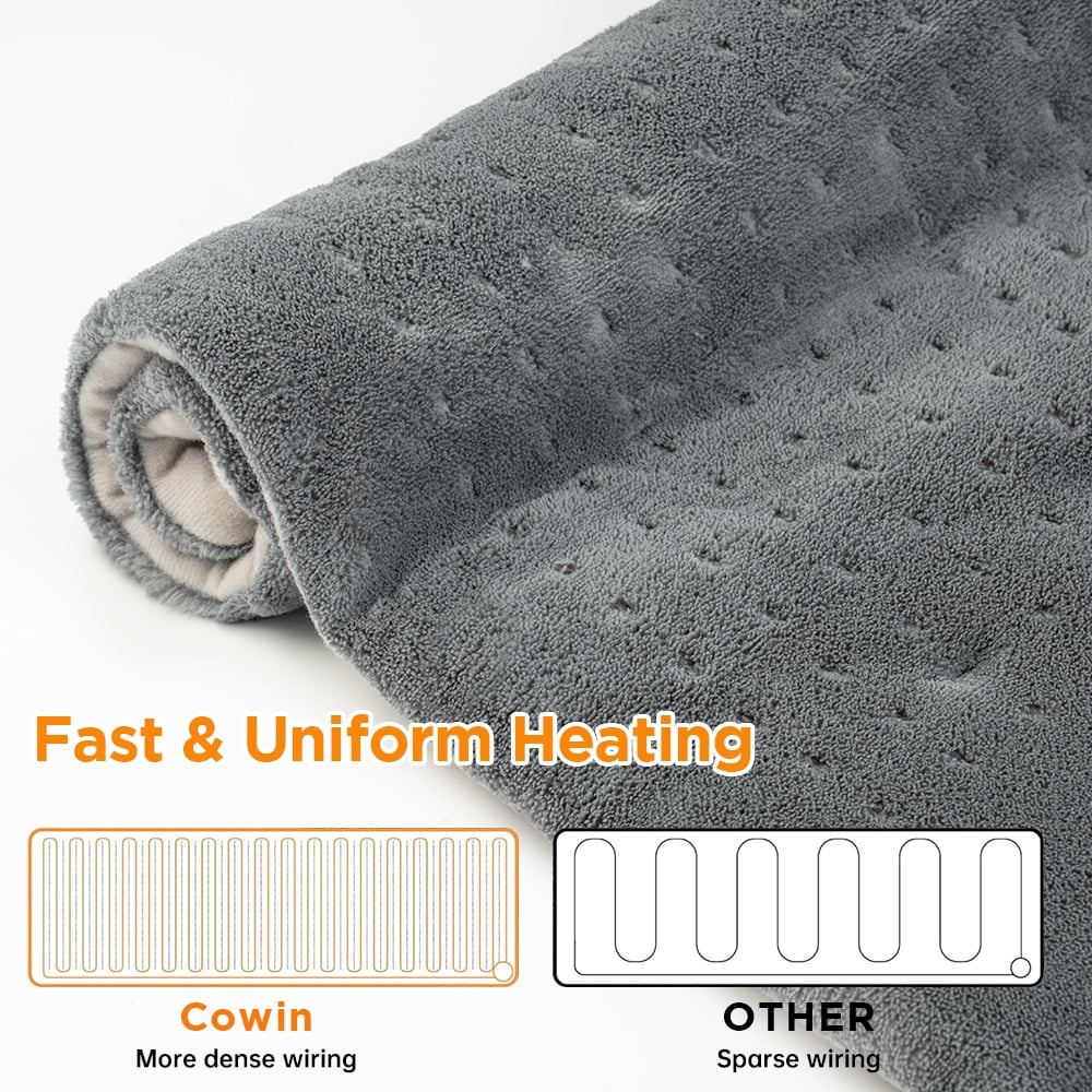 kibhous 12''x24'' Weighted Heating Pad for Back Shoulders, Fast-Heating, Soft Machine Wash Fabric with 3 Heat Settings, Auto Shut Off, Gray - Image 7