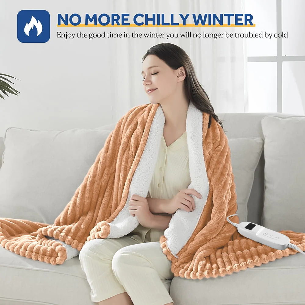 Electric Heated Blanket Twin size - 62"x84" Heating Blanket with 8 hours Auto-off, 10 Level Over-heat Protection, Soft Flannel - Image 6