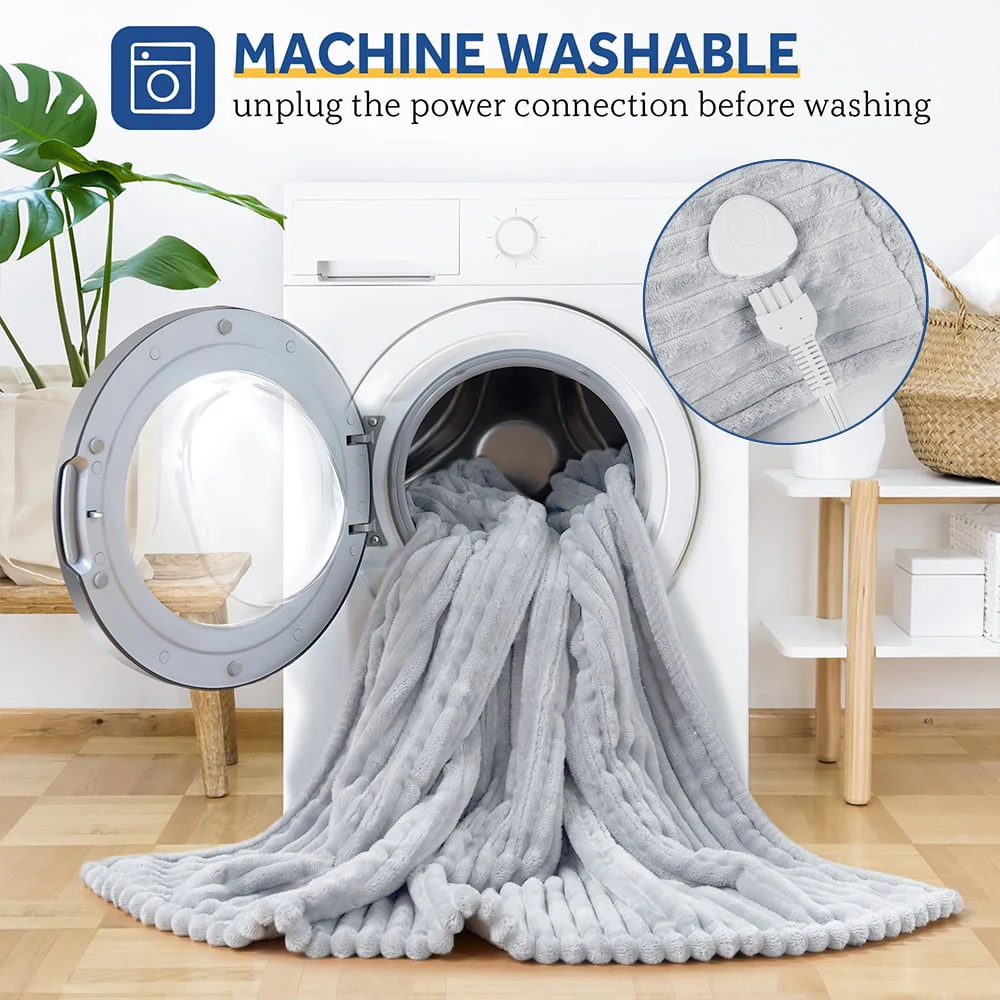 Electric Heated Blanket Twin size - 62"x84" Heating Blanket with 8 hours Auto-off, 10 Level Over-heat Protection, Soft Flannel - Image 9