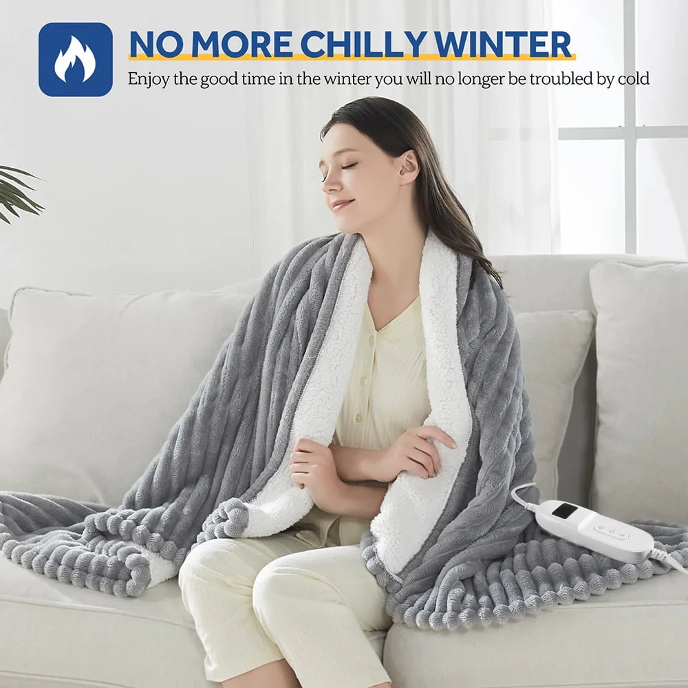 Electric Heated Blanket Twin size - 62"x84" Heating Blanket with 8 hours Auto-off, 10 Level Over-heat Protection, Soft Flannel - Image 4