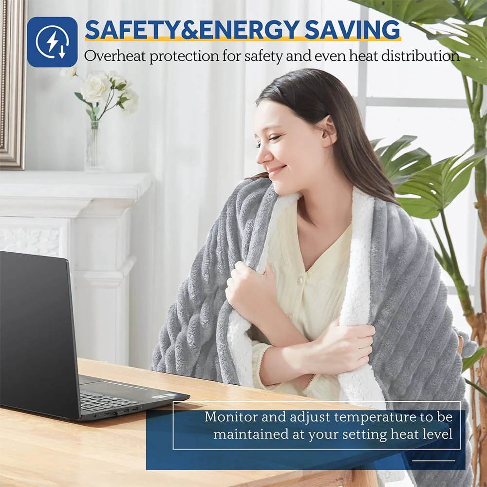Electric Heated Blanket Twin size - 62"x84" Heating Blanket with 8 hours Auto-off, 10 Level Over-heat Protection, Soft Flannel - Image 7