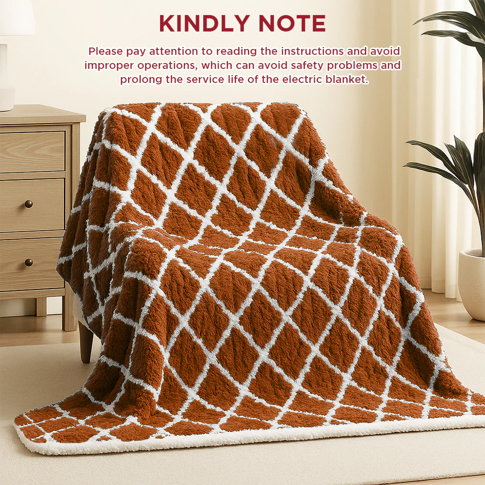 kibhous 62''X84'' Twin size Electric Heated Blanket -with 6 Heating Levels ,20-Hour Selectable Auto Shut-Off (Orange) - Image 6