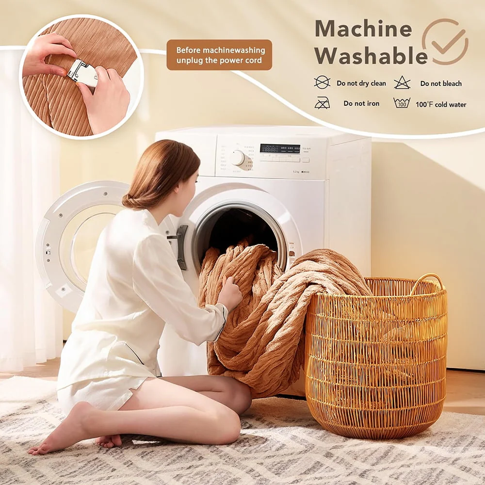 kibhous Electric Blanket Full Size, Brushed Flannel+Shu velveteen, 10 Heating Levels and 1-8 Hour Automatic Shutdown, Machine Washable, Brown,72 "x 84" - Image 4