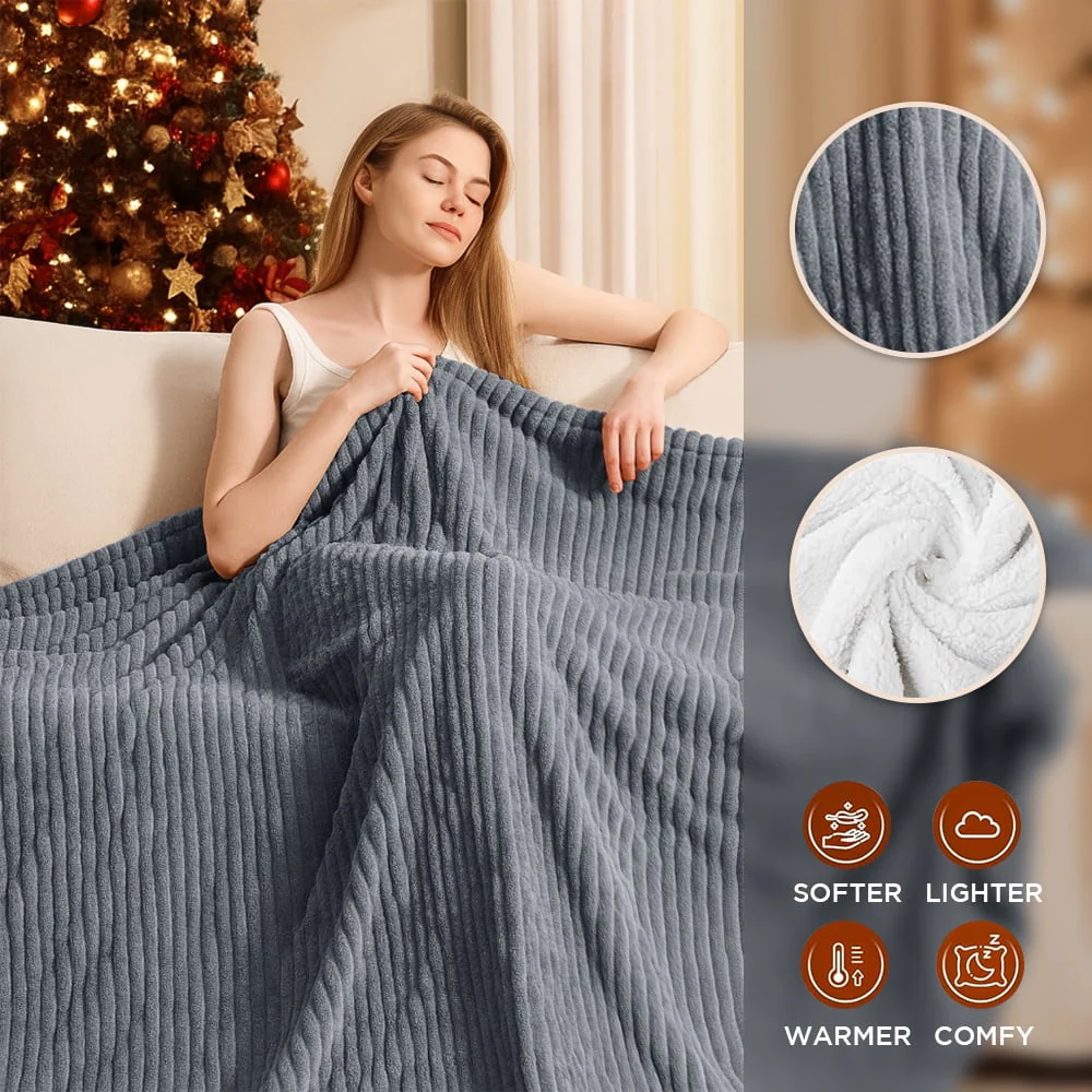 kibhous Electric Blanket Full Size, Brushed Flannel+Shu velveteen, 10 Heating Levels and 1-8 Hour Automatic Shutdown, Machine Washable, Gray, 72 "x 84" - Image 7
