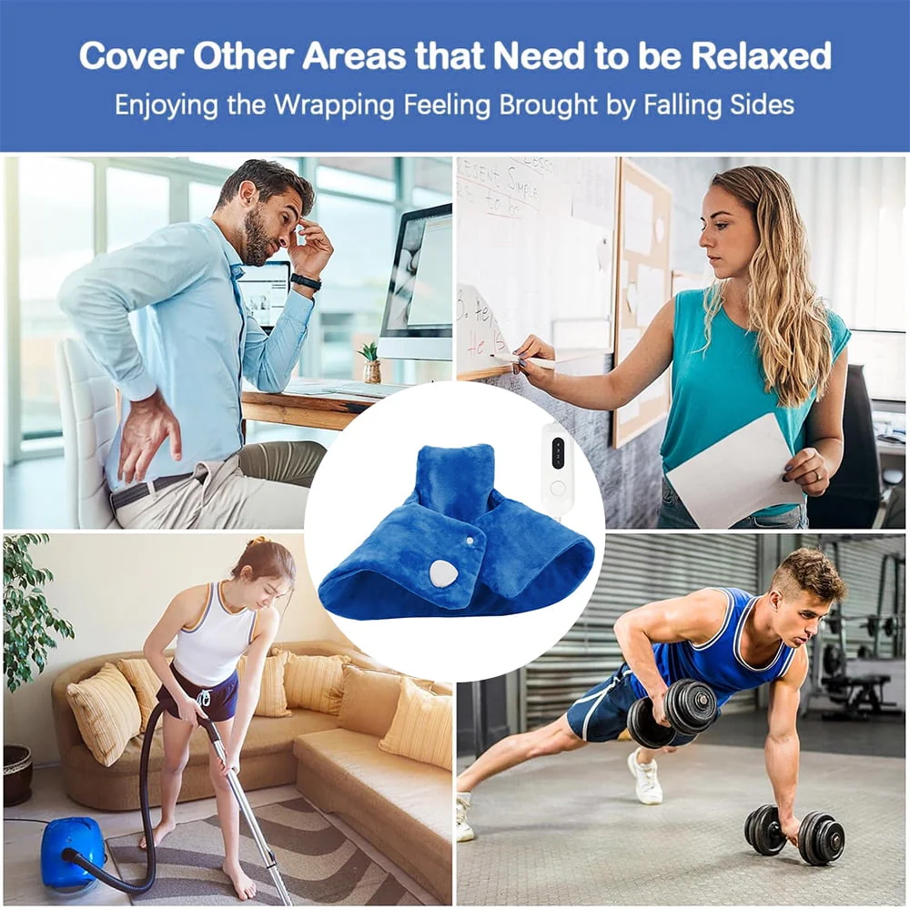 kibhous Electric Heat Pad for Neck and Shoulders, Heating Pad with 4 Heat Settings & Auto Shut Off, Machine Washable Heating Pad, Gifts for Family, Blue - Image 10