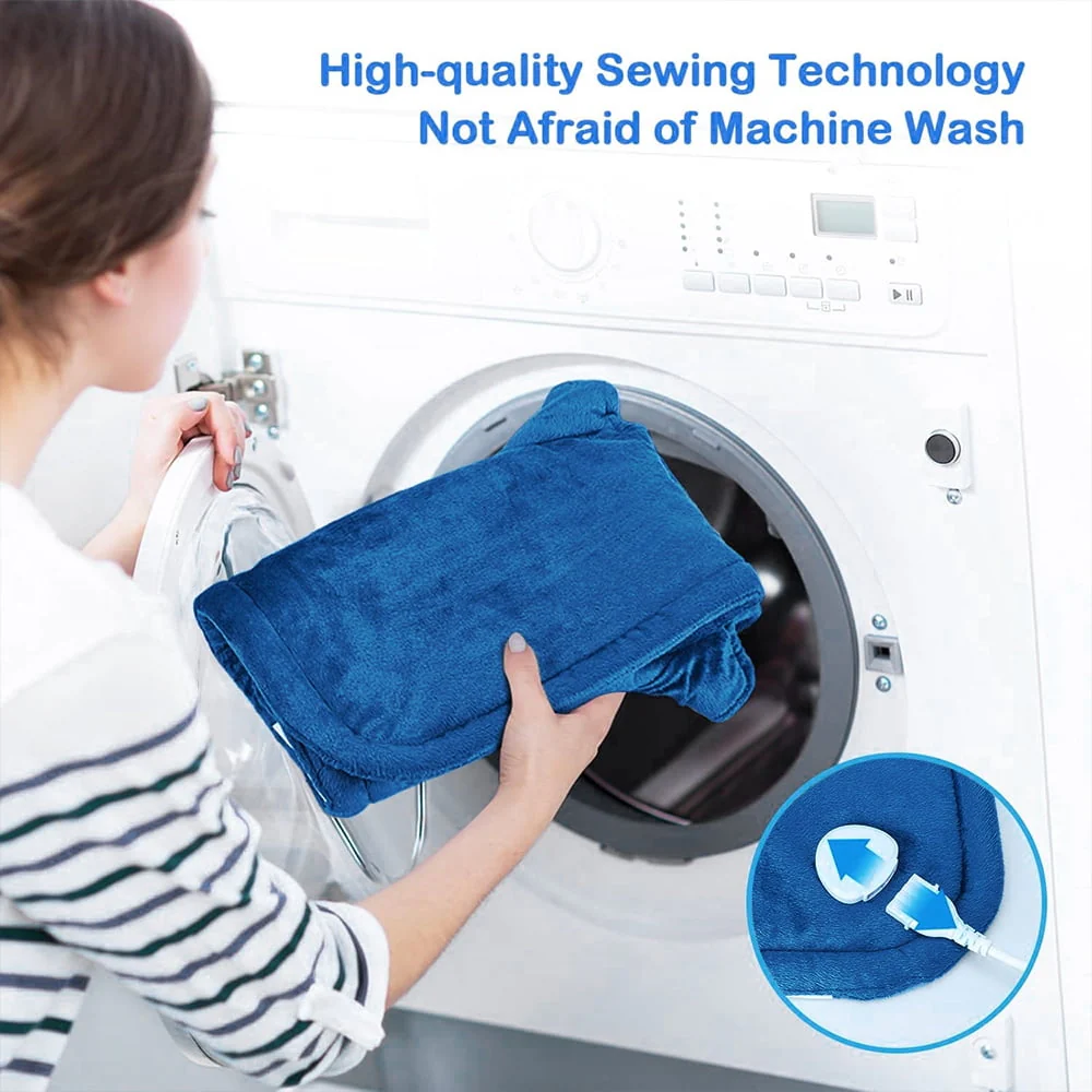 kibhous Electric Heat Pad for Neck and Shoulders, Heating Pad with 4 Heat Settings & Auto Shut Off, Machine Washable Heating Pad, Gifts for Family, Blue - Image 7