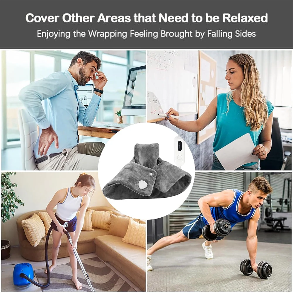 kibhous Electric Heat Pad for Neck and Shoulders, Heating Pad with 4 Heat Settings & Auto Shut off, Machine Washable Heating Pad, Gifts for Family, Gray - Image 7