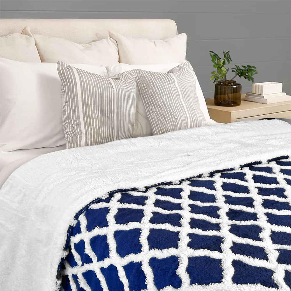 kibhous Heated Blanket Throw 50''X60''-with 6 Heating Levels ,8-Hour Selectable Auto Shut-Off (Blue) - Image 4