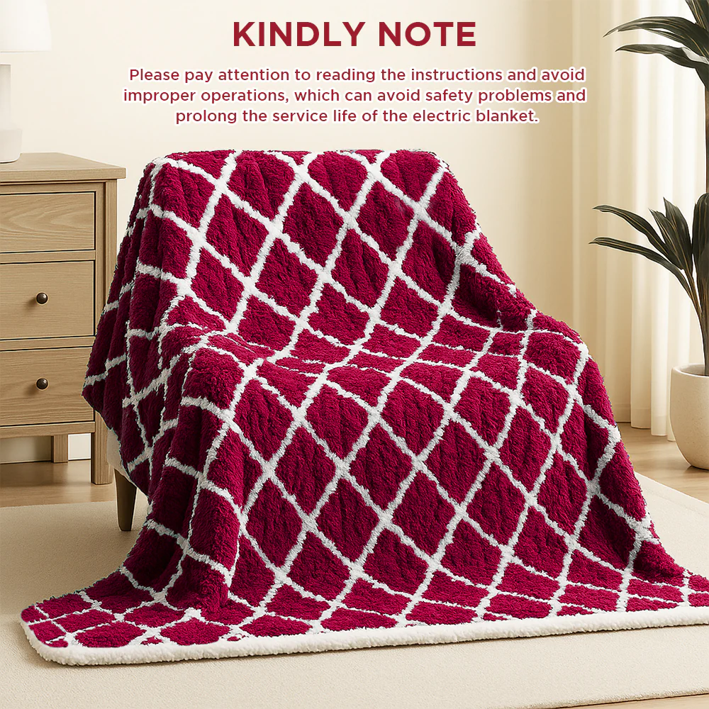 kibhous Heated Blanket Throw 50''X60''-with 6 Heating Levels ,8-Hour Selectable Auto Shut-Off (Red) - Image 7