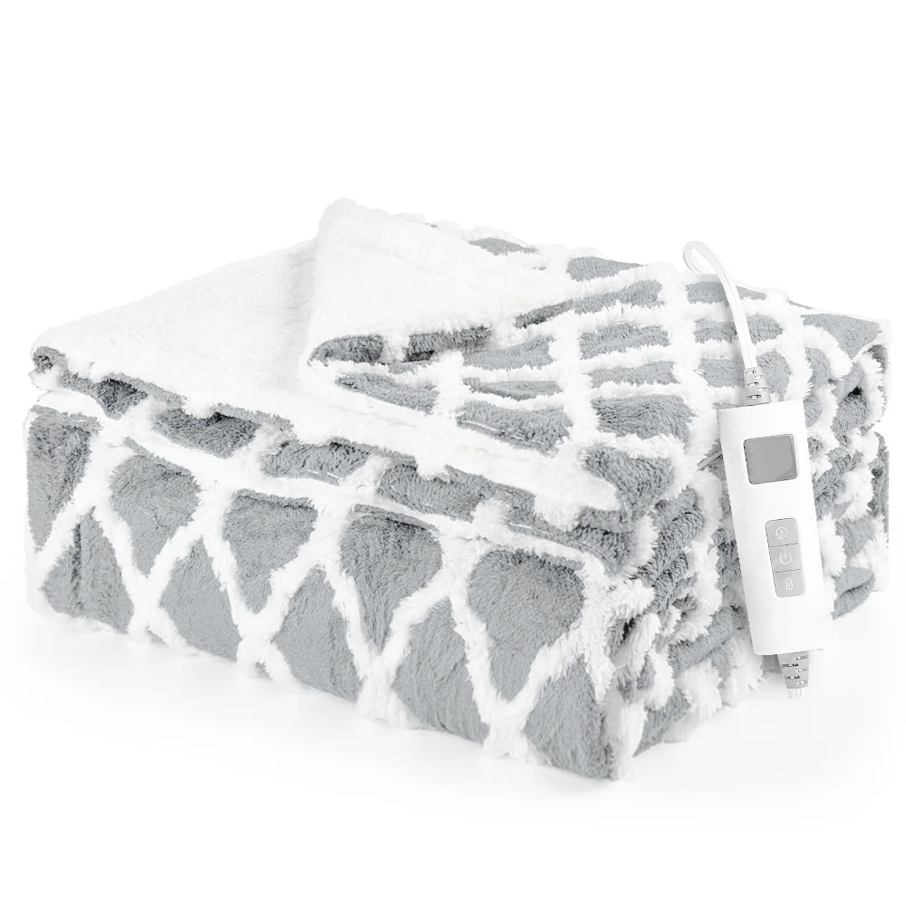 kibhous Heated BlanketThrown 50''X60''-with 6 Heating Levels , 8-Hour Selectable Auto Shut-Off (Gray) ﻿