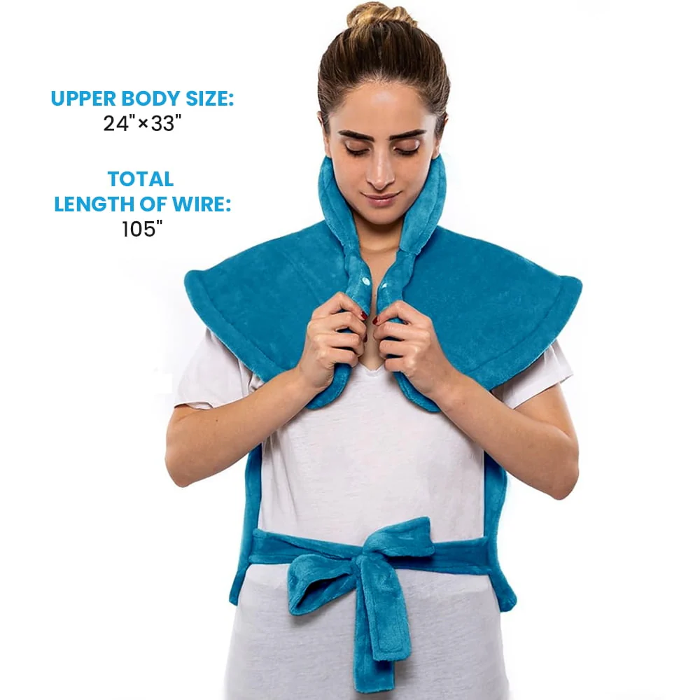 kibhous Heating Pad for Back, Neck and Shoulders, 24 x 33 inches with 10 Heating Levels ,Blue - Image 4