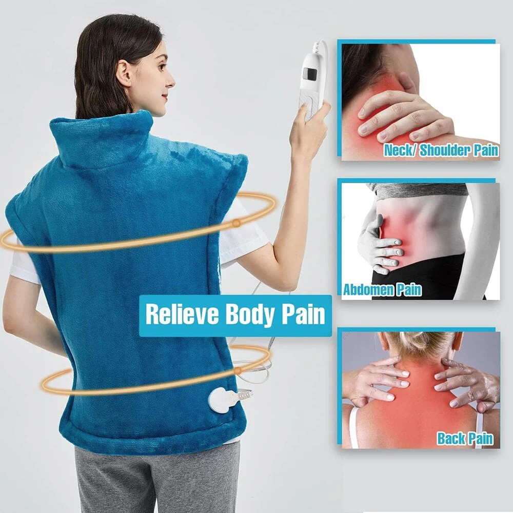 kibhous Heating Pad for Back, Neck and Shoulders, 24 x 33 inches with 10 Heating Levels ,Blue - Image 5